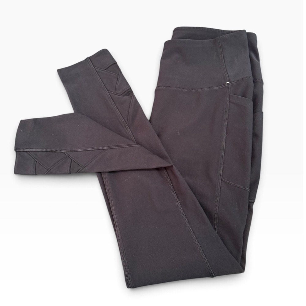 Mondetta Performance Luxury Black Leggings Side Pockets Lattice Ankle Small